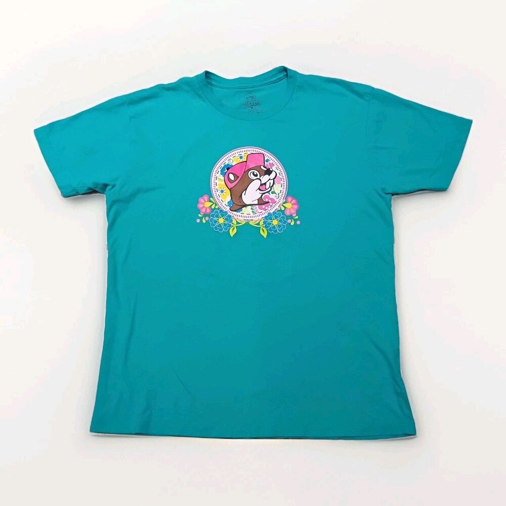 BUC-EES Bluish‎ Green T-Shirt Beaver Enjoy Every Moment Size Medium EUC